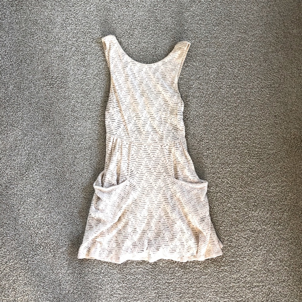 Free People Cream Textured Mini Dress with Pockets - Boho Minimalist